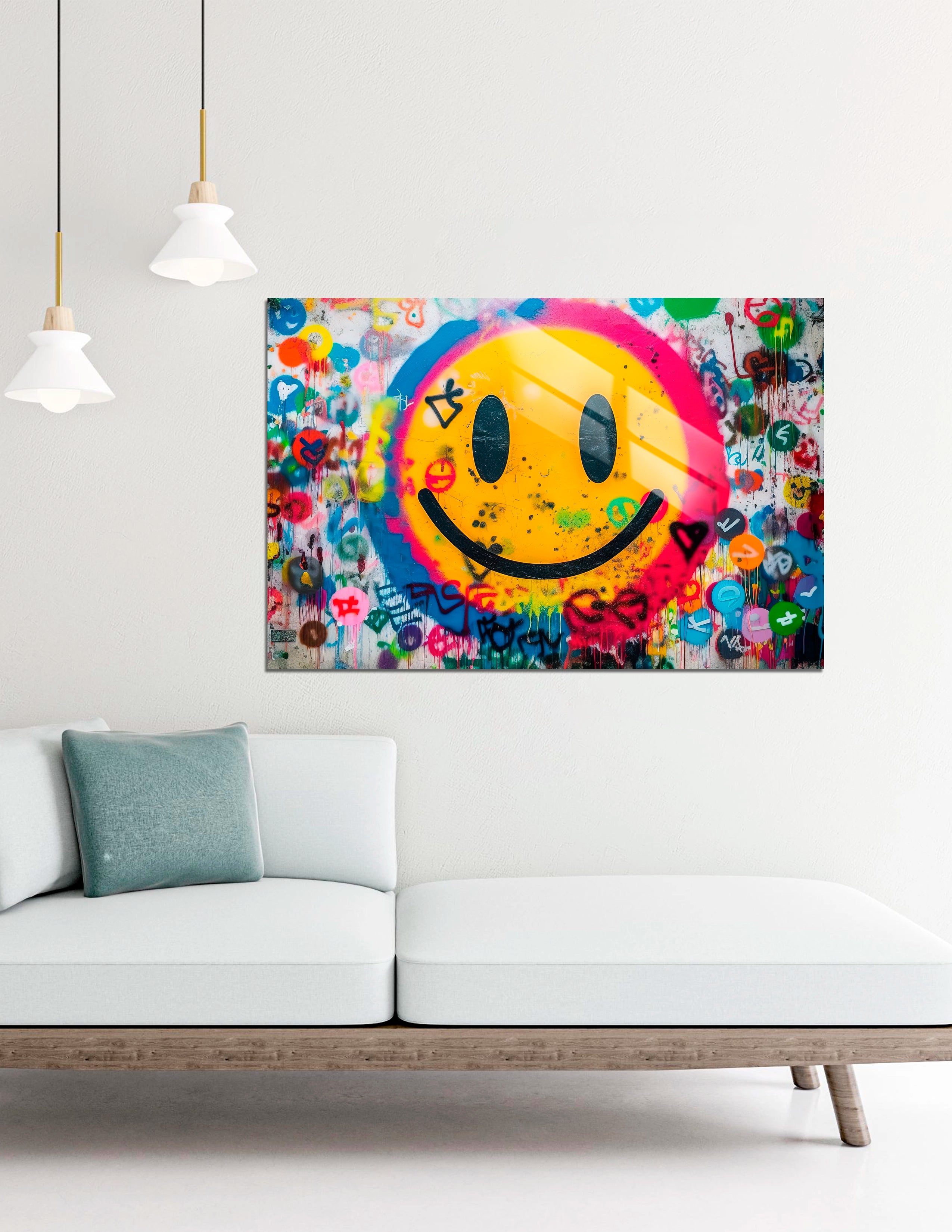 Yellow Smiley Face Painted