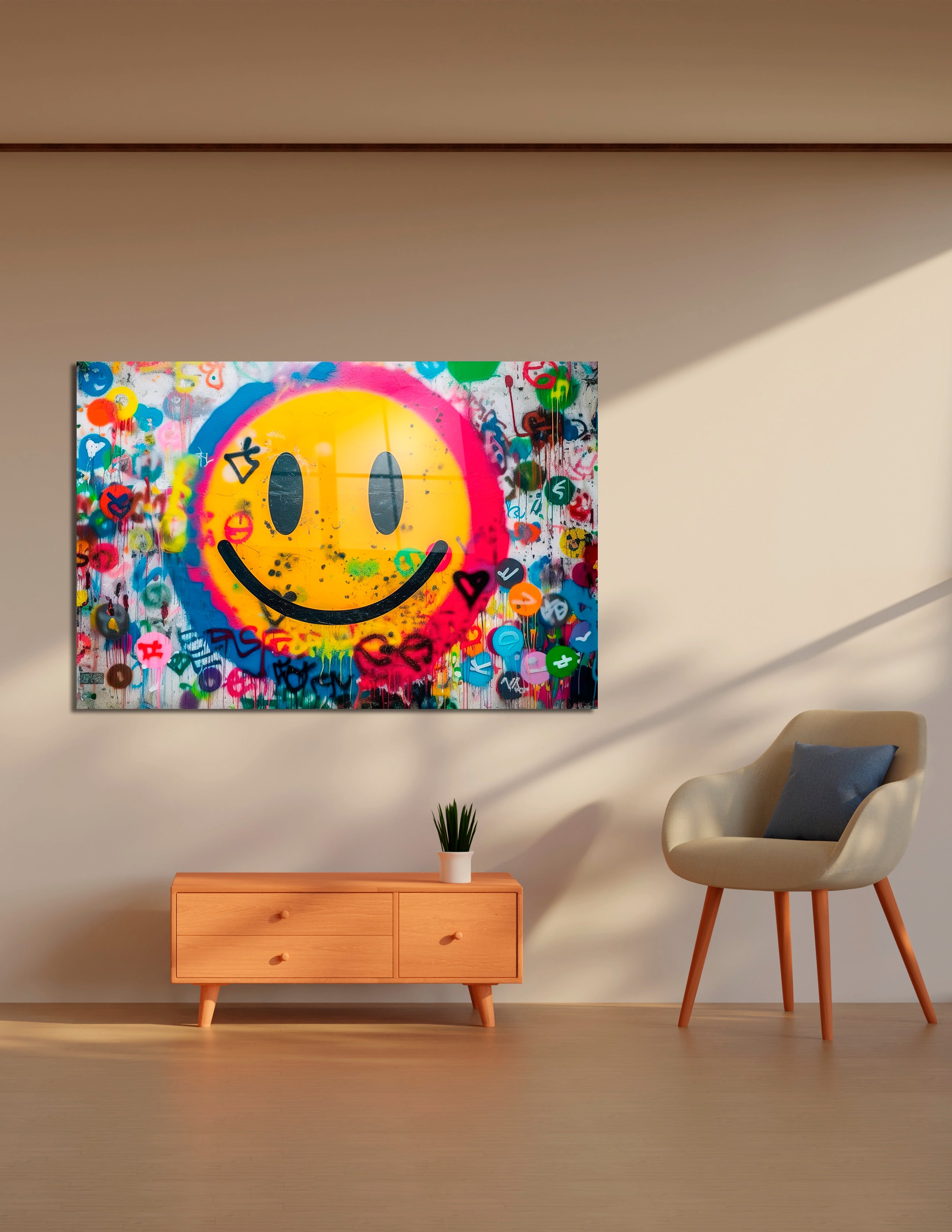 Yellow Smiley Face Painted