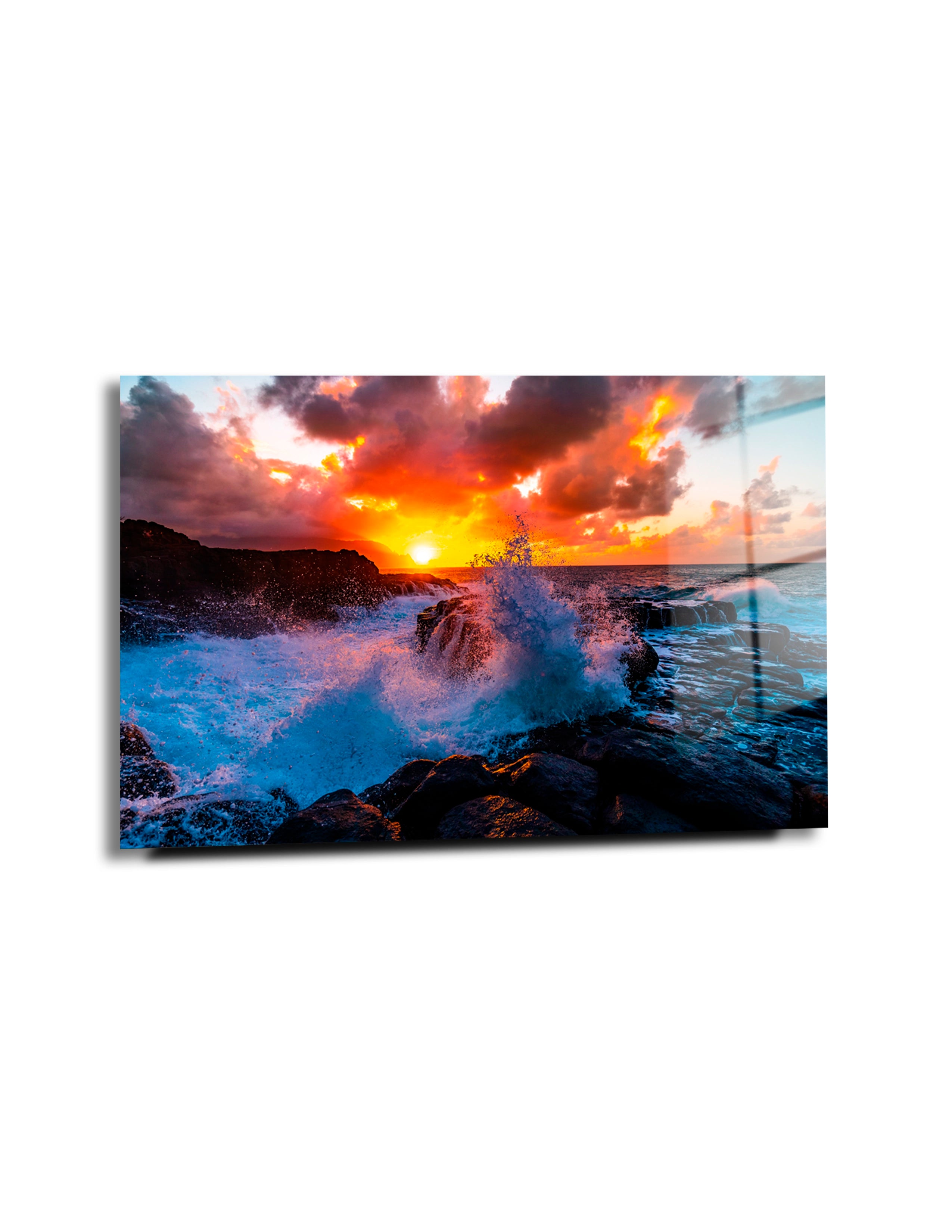 beautiful Scenery Rock Formations By Sea Queens Bath Kauai Hawaii Sunset