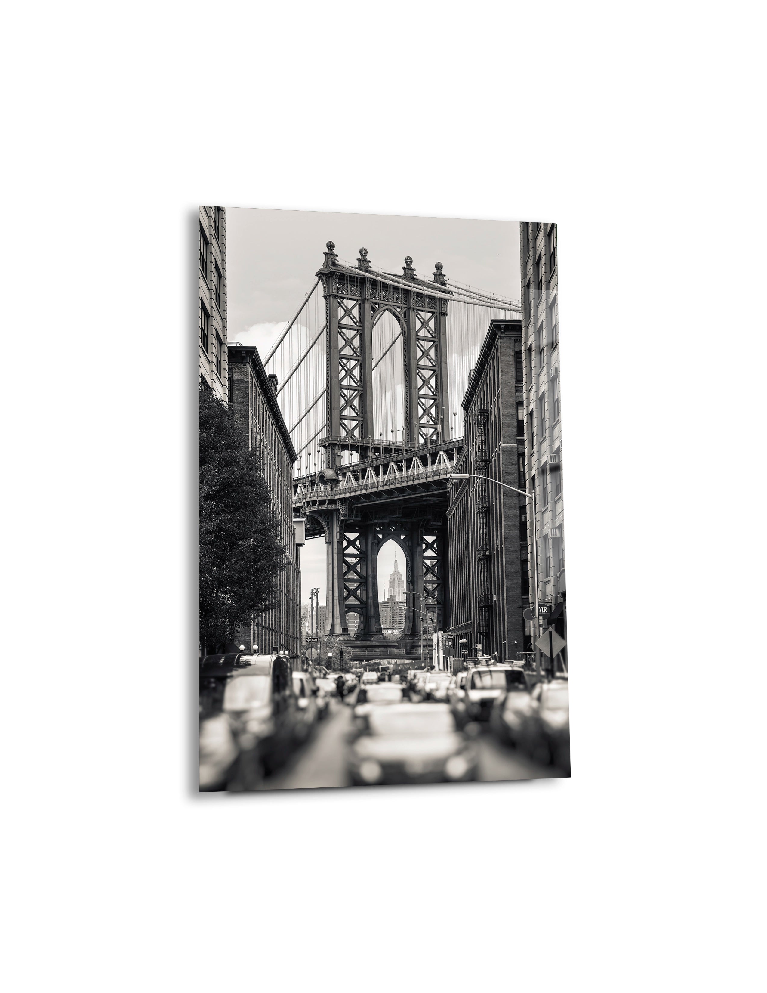 Manhattan Bridge Seen From Brooklyn New York Black White Image
