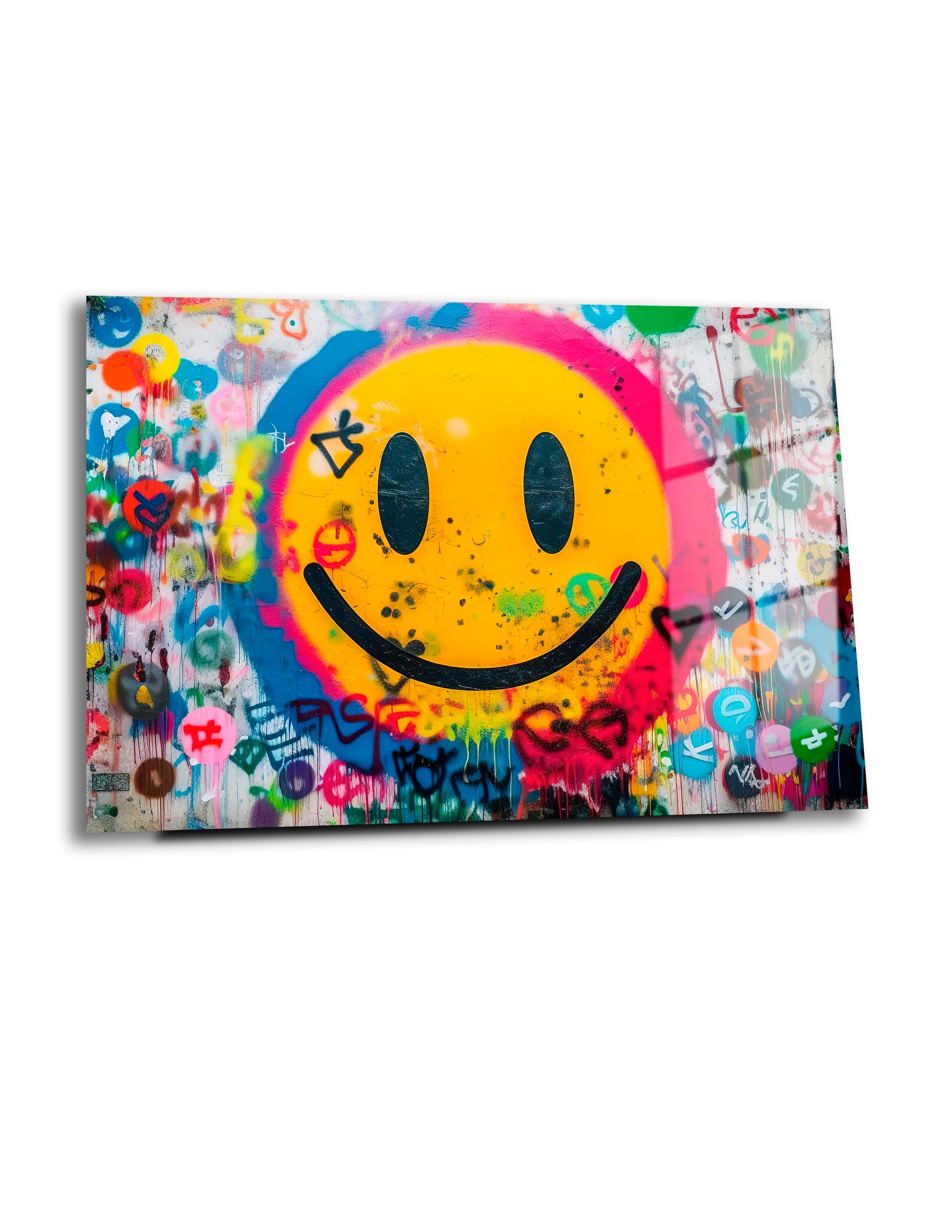 絵 no.8 (smile) Yellow Smiley Face Painted